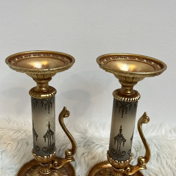 Candelabro Dilly MFG CO. Bundle 2 Gold Candle Stick Holder USA Vintage - Picture 3 of 10